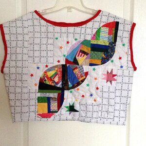 Handmade Quilted Cropped Women's Vest Size S / M Patchwork Sleeveless